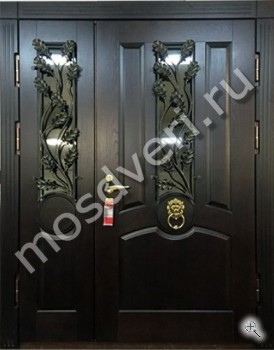 Двустворчатая дверь входная из массива - купить от производителя Мосдвери Двустворчатая дверь входная из массива